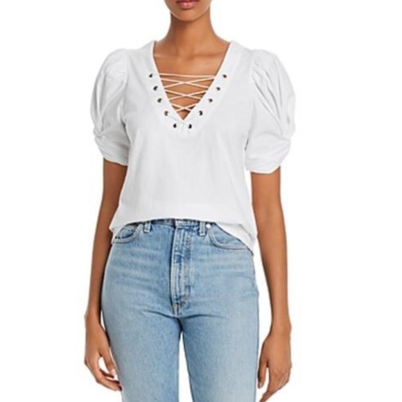 Generation Love Hugo Puff Sleeve Lace Up Tee - Picture 1 of 16